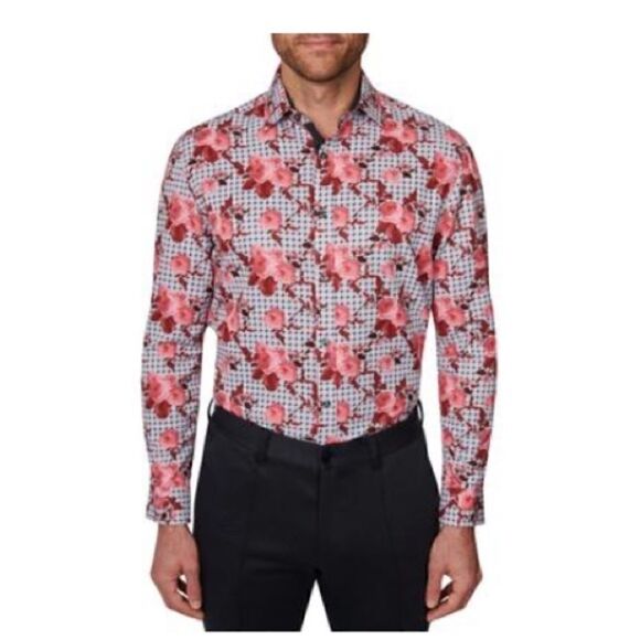 Society of Threads Men Slim Fit Floral
Performance Dress Shirt Gray Size M, red - Picture 8 of 11